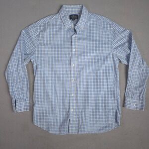 Nat Nast Mens XL Blue White Gingham Check Button Down Long Sleeve Casual Shirt